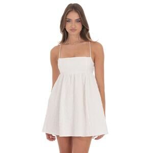 Lucy in the sky white sequin babydoll dress - size small